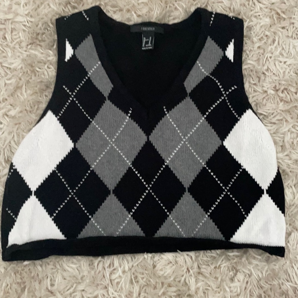 black plaid sweater vest